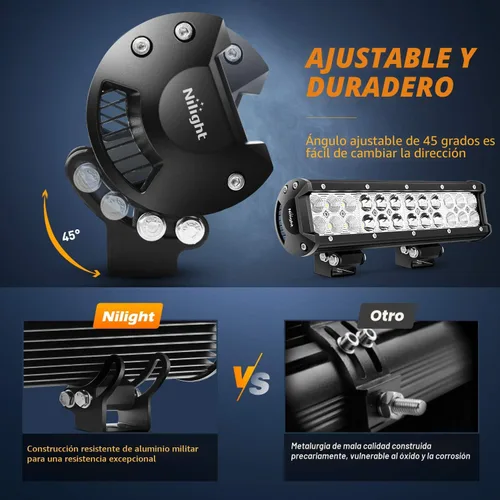Vista 6 de Nilight barra de luces LED, 2 piezas, 12 pulgadas, 72W, combo luces LED tipo foco y reflector, faros de conducción fuera de carretera, luces