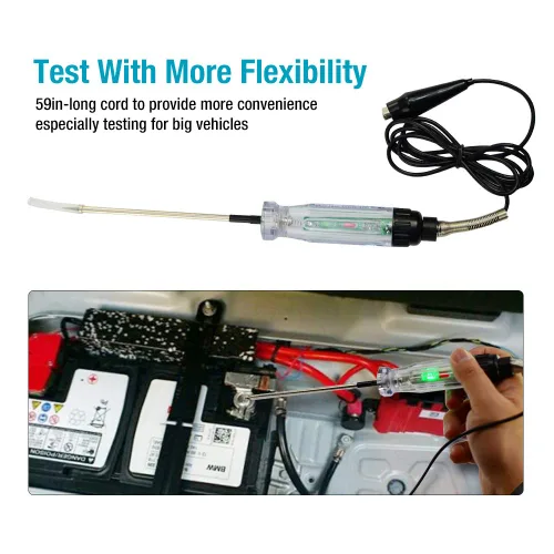 Vista 9 de allsun Probador de circuito audible automático, cable de perforación de cable de 6 a 12 V CC, luz de prueba de voltaje resistente, probador de luz