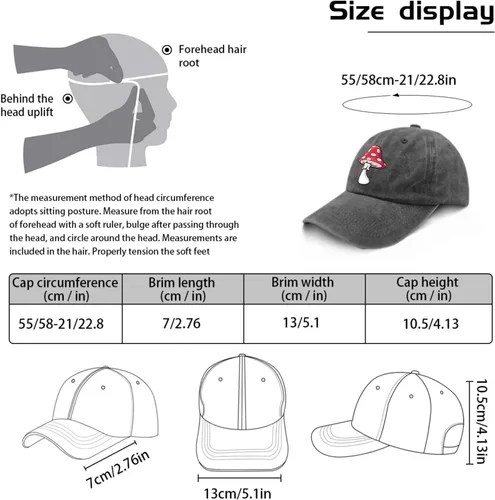 Vista 3 de devor Sombreros de papá con forma de hongo para mujer, divertidos sombreros de mezclilla ajustables