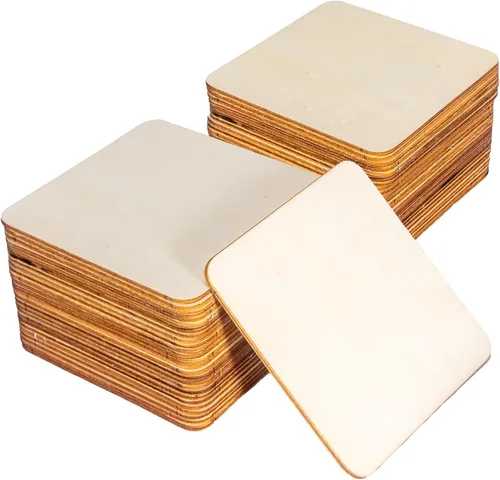 Vista 8 de 50 piezas de madera en blanco sin terminar, adornos de madera natural de 4 pulgadas para proyectos de manualidades y decoración de bodas de fiesta