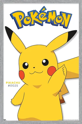 Vista 15 de Trends International Pokémon - Póster de pared de la serie Pikachu Feature Series, 14.72 x 22.37 pulgadas, versión enmarcada de madera de granero