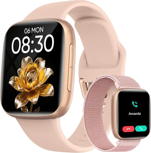 Vista 10 de Reloj inteligente para mujer, 1.85 pulgadas AMOLED con pantalla ultra transparente compatible con iPhone/Samsung/Android, más de 100 modos