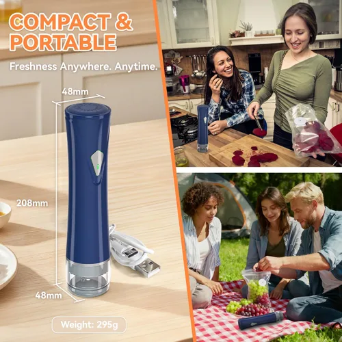 Vista 8 de GPUTEK Sellador al vacío compacto 3 en 1 para alimentos con bolsas y kit de tarro de masón, ahorra 5 veces más fresco durante más tiempo, 15 bolsas