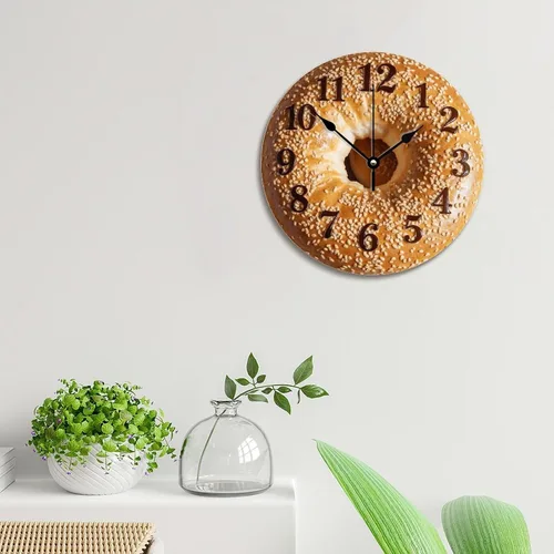 Vista 4 de Fprqlyze - Reloj de pared silencioso de 12 pulgadas, de cuarzo, sin tictac, funciona con pilas, fácil de leer, con números arábigos redondos