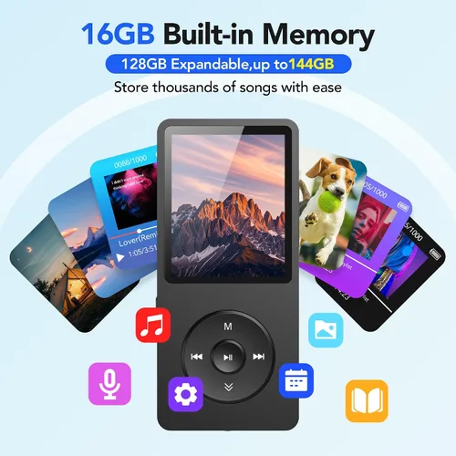 Vista 3 de Reproductor de música MP3 AGPtek – A02 Sonido sin pérdidas, soporta hasta 128 GB