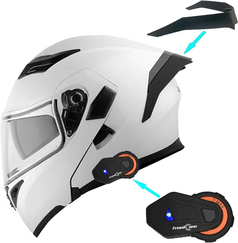 Vista 22 de 1Storm Casco modular de cara completa para motocicleta con doble visera abatible, protector solar: HB89