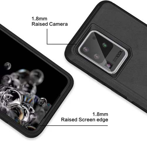 Vista 4 de MXX Funda resistente para Samsung Galaxy S20 Ultra (sin protector de pantalla) contra caídas Funda resistente para Galaxy S20 Ultra 5G (negro)