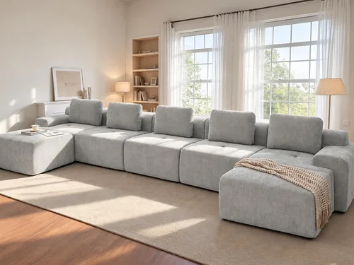 Vista 46 de Sofá de nube de gran tamaño en forma de U de 122 pulgadas, cómodos sofás modulares sin hueso para sala de estar, sofá modular con respaldo alto