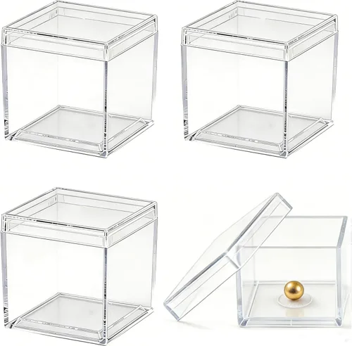 Vista 22 de KissYou Caja Pequeña de Acrílico con Tapa Cajas de Caramelo Transparentes para Exhibición Decoración de Fiesta Cubo Cuadrado de Plástico