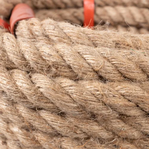 Vista 4 de Cuerda Manila de yute natural, 1 1/2 pulgadas x 49 pies, cuerda de cáñamo de fibra trenzada de 4 hebras para deportes, decoración, juguetes
