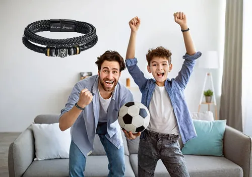 Vista 4 de Pulsera de cuero trenzado con texto en inglés To My SonTo My Grandson, pulsera inspiradora de acero inoxidable para hombre, regalos para hijo
