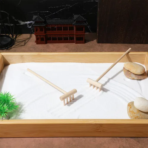 Vista 9 de YARNOW Juego de 20 mini rastrillos de jardín Zen, herramientas de arena de mesa de bambú para meditación de escritorio, pequeños accesorios