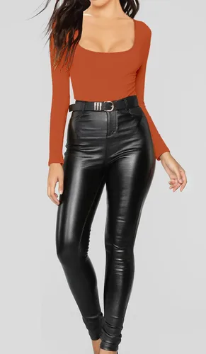 Vista 156 de MANGDIUP Body esencial para mujer, cuello redondo, manga larga, ajustado, elástico, de algodón y elastano