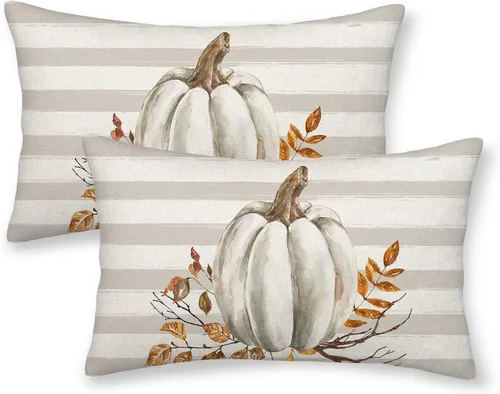 Vista 34 de Juego de 2 fundas de almohada de Halloween de 16 x 16 pulgadas, fundas de almohada de murciélagos negros y crema, fundas de cojín decorativas