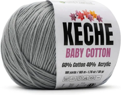 Vista 125 de Keche Hilo de Algodón, 60% Algodón 40% Hilo Acrílico, Hilo de Algodón Suave para Crochet y Tejer, Hilo Amigurumi 1 Madeja/Bola 1.76 Oz (50g) / 180