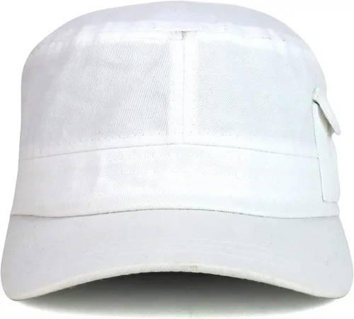 Vista 2 de Trendy Apparel Shop Gorra estilo militar liso Castro con bolsillo Blanco