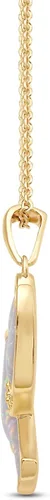 Vista 16 de Jewelili Collar con colgante de paloma de plata de ley o oro amarillo chapado en plata de ley para mujer, ópalo creado y diamantes redondos blancos