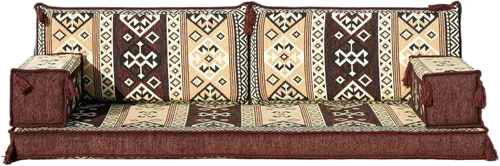 Vista 8 de arabicsofa Sofá de dos plazas marrón - Sofá oriental bajo con funda lavable - Juego modular árabe Majlis