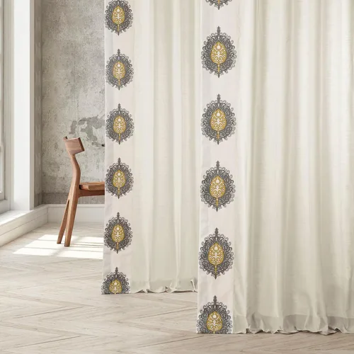 Vista 3 de HPD Half Price Drapes Cortinas de algodón sólido con bordes para dormitorio y sala de estar 50 X 84, DTCC-SB220614-84 (1 panel) Mayan Gold