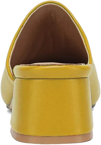 Vista 3 de MOOMMO Sandalias de tacón grueso para mujer, puntera cerrada, puntera cuadrada, sin espalda, tacón de bloque medio, cómodas, de cuero mate