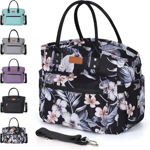 Vista 9 de Lonchera térmica para mujeres y hombres, lonchera para adultos con correa ajustable para el hombro, bolsa de almuerzo grande portátil para oficina