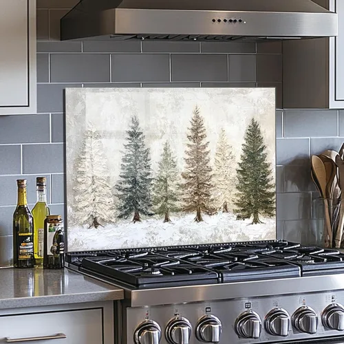Vista 4 de Evgosm Protector contra salpicaduras de vidrio templado para cocina, estufa de escena de nieve, salpicadero de vidrio, utilizado para protección