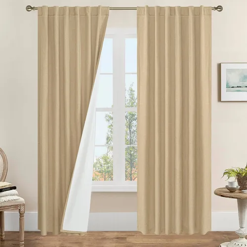 Vista 34 de LAMIT Cortinas opacas cortas de lino de 30 pulgadas para ventanas de cocina sobre el fregadero, cortinas de café texturizadas de lino marfil