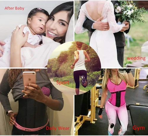 Vista 5 de Annhoey Mujeres Fajas Colombianas Underbust látex deporte reloj de arena cintura entrenador corsé cuerpo Shaper