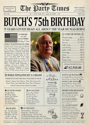 Vista 21 de Decoraciones personalizadas para fiesta de cumpleaños número 70, póster de periódico, lienzo de 0.75 pulgadas para mujeres y hombres, regalos de 1953