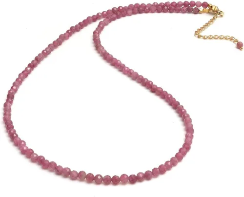 Vista 11 de Gempires - Collar de cuentas de piedras naturales hechas a mano, joyería de cristal hipoalergénica de 20 pulgadas, chapado en oro, joyería de moda