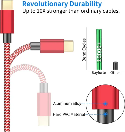 Vista 6 de Cable de carga para interruptor NS y Switch Lite Switch OLED paquete de 2 cables de carga rápida USB C a USB A tipo C para controlador Pro Samsung