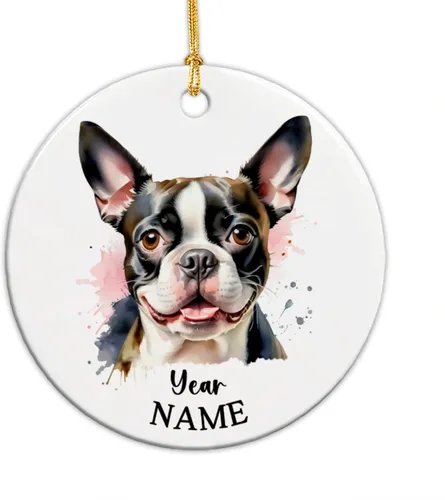 Vista 10 de Adorno de Navidad personalizado para perro Airedale, adorno de cerámica para hombres y mujeres, adornos de cerámica personalizados para perros