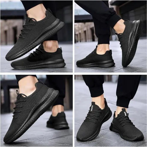 Vista 6 de Zapatos de trabajo antideslizantes para hombre, tenis y gimnasio, transpirables, antideslizantes, ligeros y cómodos para usar todo el día, deportes