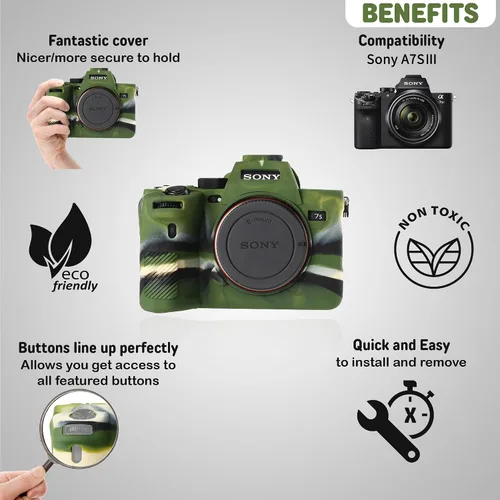 Vista 3 de Funda protectora de silicona para cámara réflex digital Sony A7SIII A7siii A7siii A7S3, jaula desmontable, a prueba de golpes, a prueba de polvo