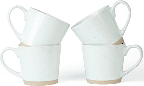 Vista 23 de famiware Juego de Tazas de Café de 4, Annecy Juego de Tazas de Cerámica Reutilizables de 14 oz con Asa, Apto para Microondas y Lavavajillas, Juego