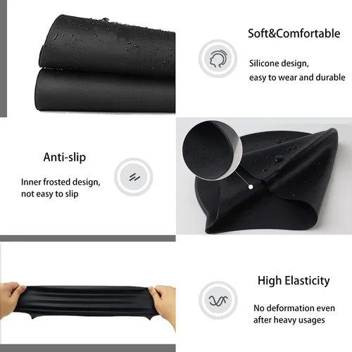 Vista 3 de Uttpll Gorro de natación de silicona impermeable, cómodo gorro de baño, gorro de natación para mujeres y hombres, gorra de baño impermeable