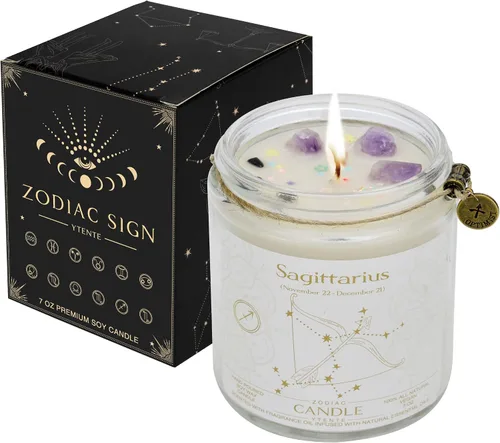 Vista 10 de Regalos de Aries para mujeres, Velas del signo zodiacal Aries, Velas de cristal regalo de astrología, Velas perfumadas regalos para mujeres Mamá