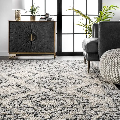 Vista 9 de nuLOOM Lacey - Alfombra decorativa geométrica marroquí, 2 x 3, color blanco roto