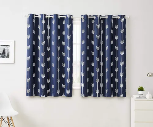 Vista 15 de HLC.ME Paneles de cortinas opacas con estampado de flechas para oscurecer la habitación, con ojales, para habitación de niños, juego de 2