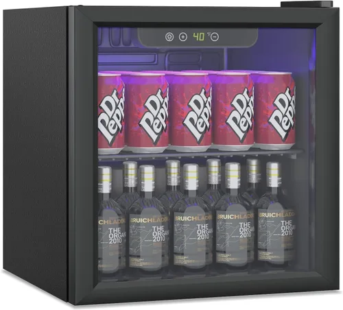 Vista 12 de Erivess Refrigerador de bebidas de 24 latas/20L y mini refrigerador para el cuidado de la piel con puerta frontal con espejo y control