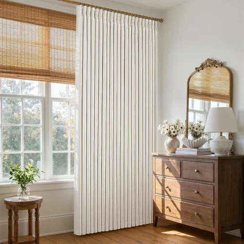 Vista 39 de Cortinas opacas de lino plisado natural de 96 pulgadas de largo
