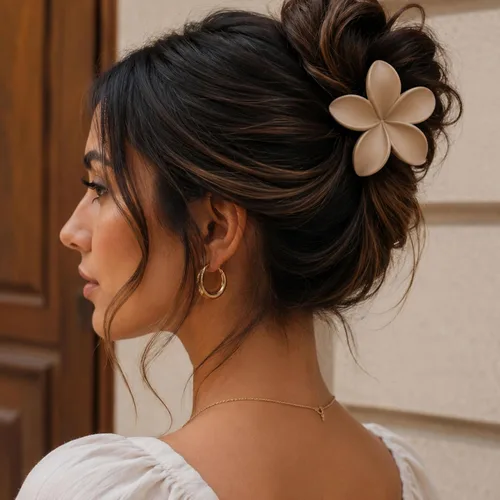Vista 2 de Clips de cabello con flores para mujeres y niñas, cabello grueso a fino, clips de garra medianos bonitos, accesorios decorativos para el cabello