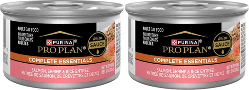 Vista 11 de Purina Pro Plan COMPLETE ESSENTIALS - Comida húmeda para gatos en salsa, paté, salsa, salmón, camarones y arroz en salsa, (24) latas de 3 onzas