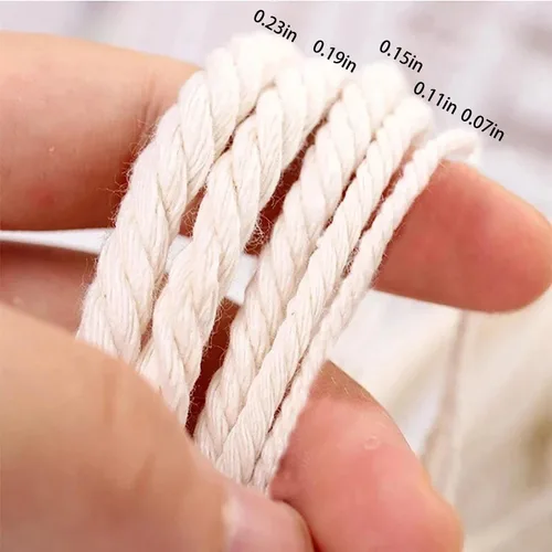 Vista 3 de Hilo de macramé, hilo de algodón beige, cuerda de algodón, cuerda de algodón Cordón de macramé natural para atrapasueños, manualidades, tejer A