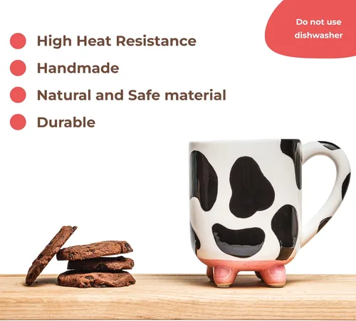 Vista 4 de SWEETLO Taza de Café de Vaca Artículos de Vacas Taza de Cerámica de 15oz - Taza para Amantes de las Vacas con Ubres - Tazas con Lindos Diseños