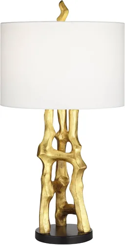 Vista 2 de Possini Euro Design Lámpara de Mesa Auxiliar Escultura Orgánica de 29" de Alto Moderna Glamorosa de Lujo Acabado Dorado Pantalla Individual de Tela