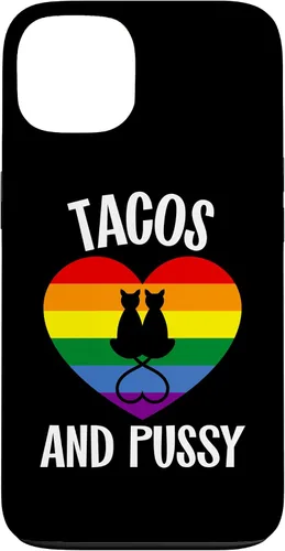 Vista 7 de Funda Queer para iPhone 14 Pro Max Lesbian Pride Stuff Tacos y Pussy Cats