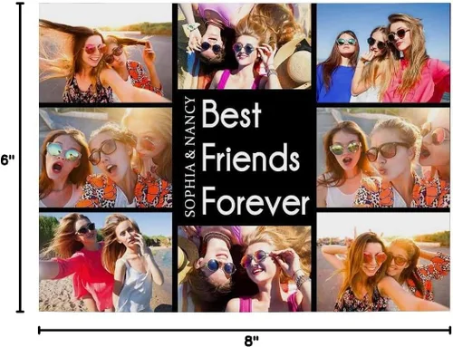 Vista 7 de M YESCUSTOM Marco de fotos personalizado con texto de amigos, marco de fotos de amistad para mejores amigos, panel de fotos Fover con pantalla