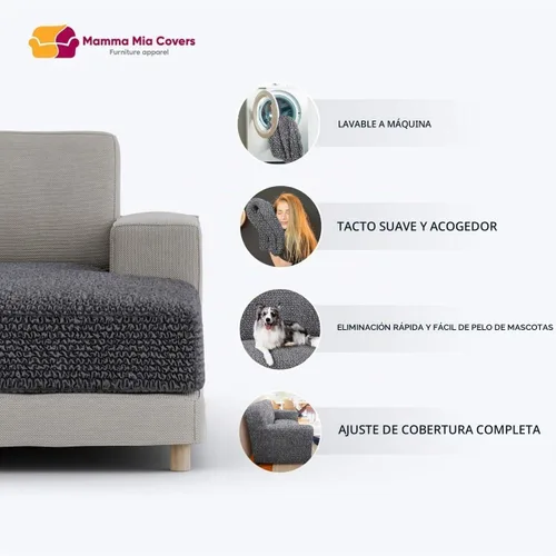 Vista 3 de PAULATO BY GA.I.CO. Funda de cojín para sofá, funda de cojín en T y caja, protector de asiento de repuesto para sofá, fundas elásticas para asientos