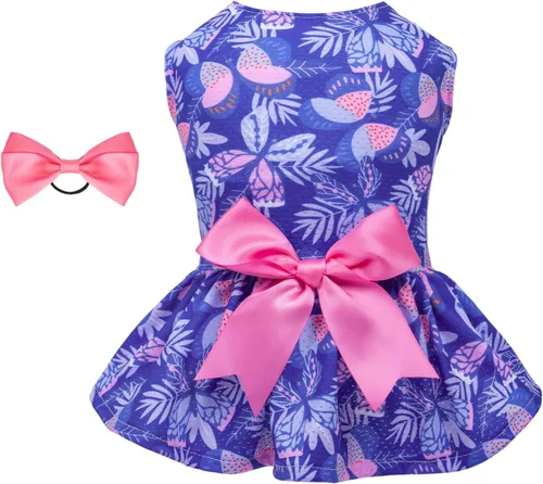 Vista 10 de CuteBone Vestido de malla para perro, vestido de Halloween para cachorros, traje de verano para mascotas, moda de verano para perros pequeños, ropa